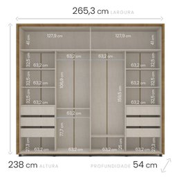 Guarda Roupa Casal 2 Portas 6 Gavetas Coimbra Flex Color - 4