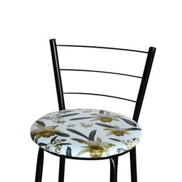 Conjunto 4 Banquetas Alta Preta Para Cozinha:Floral Orquídea - 5