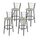 Ver imagem 1 de Conjunto 4 Banquetas Alta Preta Para Cozinha:Floral Orquídea