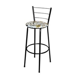 Conjunto 4 Banquetas Alta Preta Para Cozinha:Floral Orquídea - 2