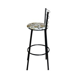 Conjunto 4 Banquetas Alta Preta Para Cozinha:Floral Orquídea - 4