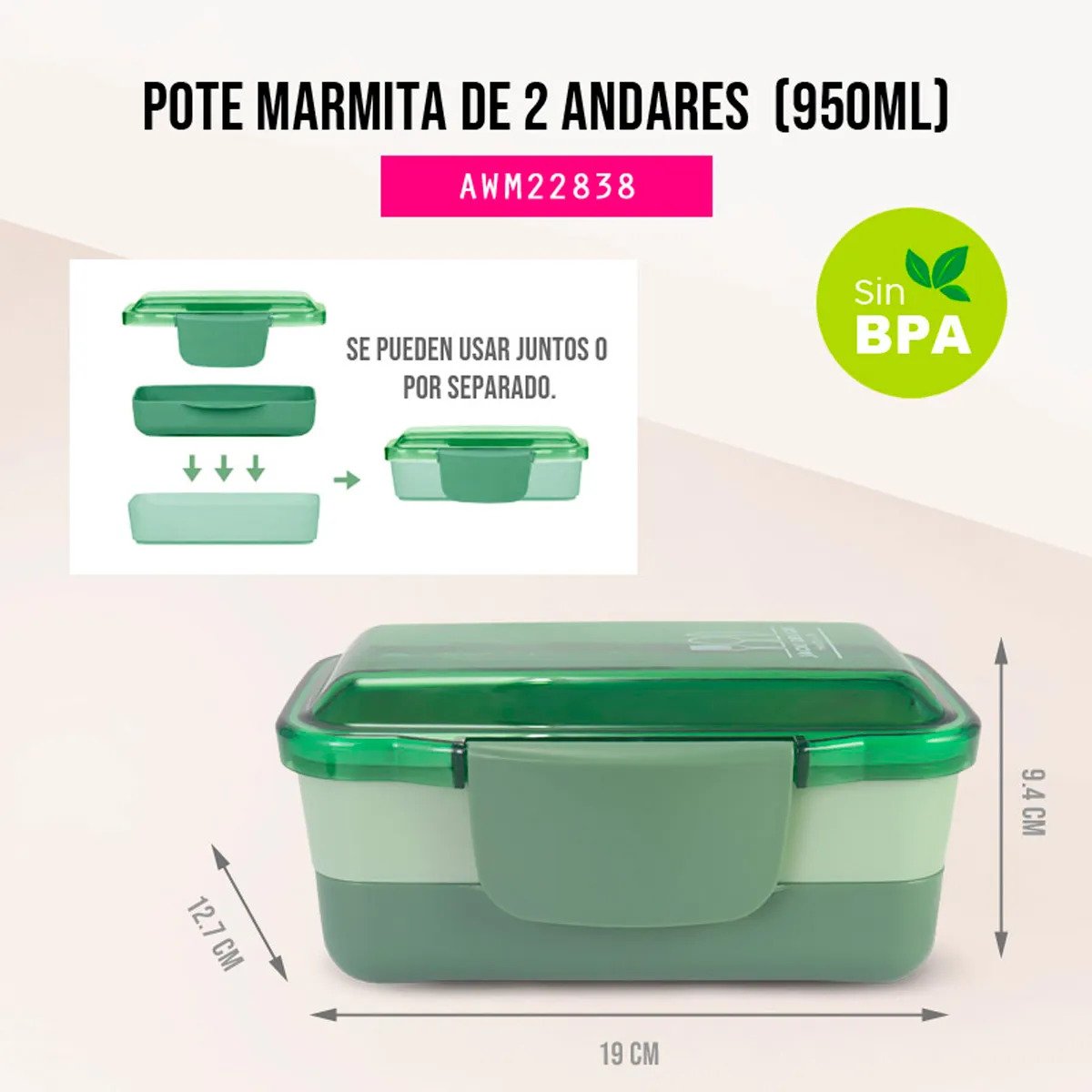 Marmita com 2 Níveis para 950ml Jacki Design Joy Ref.22838:Verde - 5