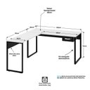 Ver imagem 5 de Mesa de Canto em L Escrivaninha com 1 Gaveta 150cm Industrial Branco