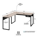 Ver imagem 4 de Mesa de Canto em L Escrivaninha com 1 Gaveta 150cm Industrial Carvalho Bege