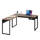 Ver imagem 2 de Mesa de Canto em L Escrivaninha com 1 Gaveta 150cm Industrial Nogal Marrom
