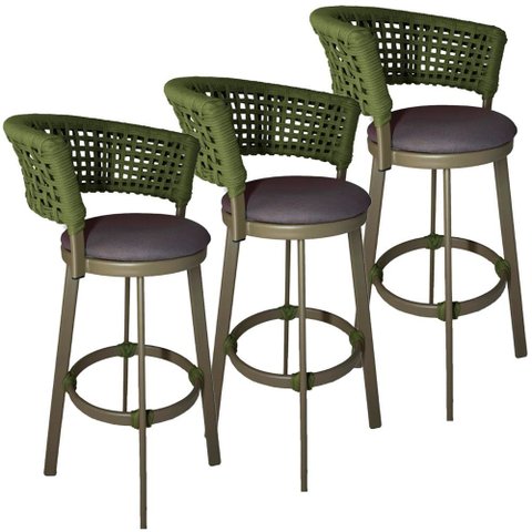 3 Banqueta Giratória em Alumínio Balcão Jardim, Edícula Balcão, Edícula, Cozinha Trama Original