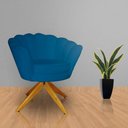 Ver imagem 2 de Poltrona Decorativa Pétala Pés Madeira Giratório Suede Azul Royal - Ds Estofados