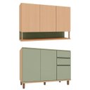 Ver imagem 1 de Kit Armário Aéreo e Balcão de Pia 100% MDF 120 cm Lótus Carvalho