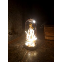 Luminária Imagem Nossa Senhora De Nazaré Mãe De Jesus Redoma e Luzes de LED Branco Quente Amor Lindo - 1