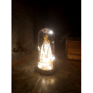 Luminária Imagem Nossa Senhora De Nazaré Mãe De Jesus Redoma e Luzes de LED Branco Quente Amor Lindo