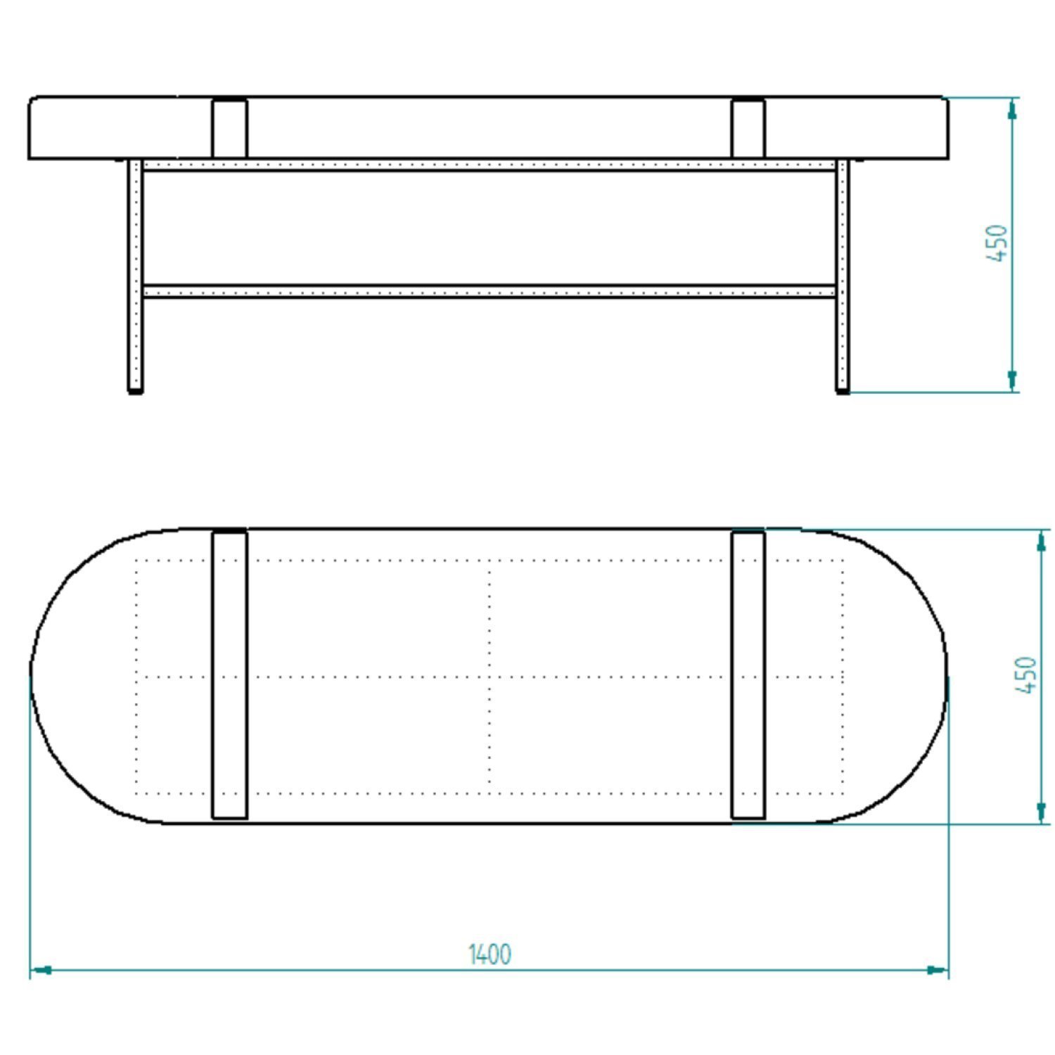 Banco em Aço Carbono 140cmx45cm Loft - 3
