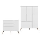 Ver imagem 2 de Quarto Infantil Guarda-Roupa 3 Portas e Cômoda 3 Gavetas Retrô 100% MDF Melinda Branco
