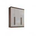 Ver imagem 1 de Guarda-Roupa da Vinci Plus 4 Portas 3 Gavetas com Pés - D' Doro Castanho/Off White