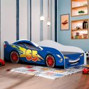 Ver imagem 1 de Mini Cama Infantil com Proteção Montessoriana Design Carro:azul