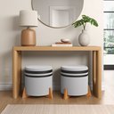 Ver imagem 3 de Puff Elegance:couro Preto / Linho Cinza