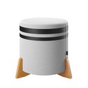 Ver imagem 1 de Puff Elegance:couro Preto / Linho Cinza