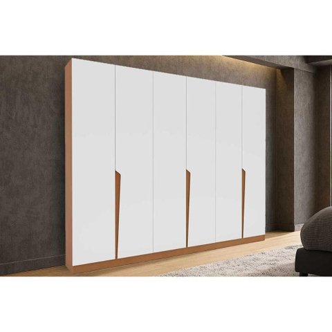 Guarda Roupa Casal 6 Portas e 4 Gavetas Porto Freijo/branco - Politorno