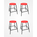 Ver imagem 1 de Kit 4 Banco de Metal Bar Assento Plástico Empilhável:vermelho/45