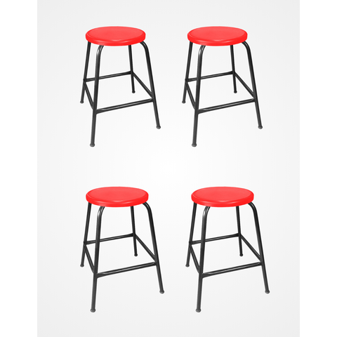 Kit 4 Banco de Metal Bar Assento Plástico Empilhável:vermelho/45
