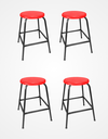 Ver imagem 1 de Kit 4 Banco de Metal Bar Assento Plástico Empilhável:vermelho/45