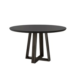Mesa de Jantar Redonda Natalle Com Tampo Preto de Vidro 100cm - Móveis Mix - 2