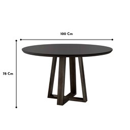 Mesa de Jantar Redonda Natalle Com Tampo Preto de Vidro 100cm - Móveis Mix - 3