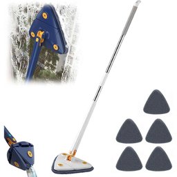 Mop Triangular Retrátil Giratório de 360graus Mop de Limpeza de Alça Longa Ajustável - 1