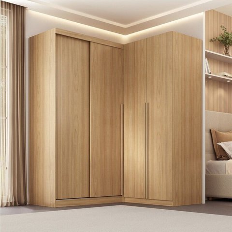 Guarda-roupa Modular de Canto 2 Peças 4 Portas com 2 Portas de Correr Jade CabeCasa MadeiraOriginals