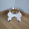 Comedouro Elevado Gato Cachorro Pet Mdf Modelo Osso:15cm/inox - 5