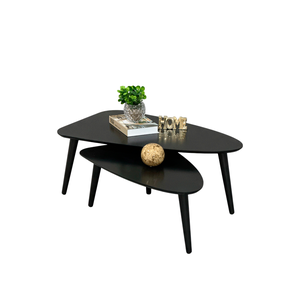 Mesa de Centro Sala Estar Decorativa Sofá Canto Escritório: Preta