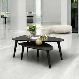 Mesa de Centro Sala Estar Decorativa Sofá Canto Escritório: Preta - 4