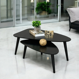 Mesa de Centro Sala Estar Decorativa Sofá Canto Escritório: Preta - 2
