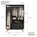 Ver imagem 5 de Conjunto de Guarda-Roupa e Comoda Retrô Solteiro Havanna - Quarto Moderno e Aconchegante Preto