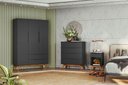 Ver imagem 1 de Conjunto de Guarda-Roupa e Comoda Retrô Solteiro Havanna - Quarto Moderno e Aconchegante Preto