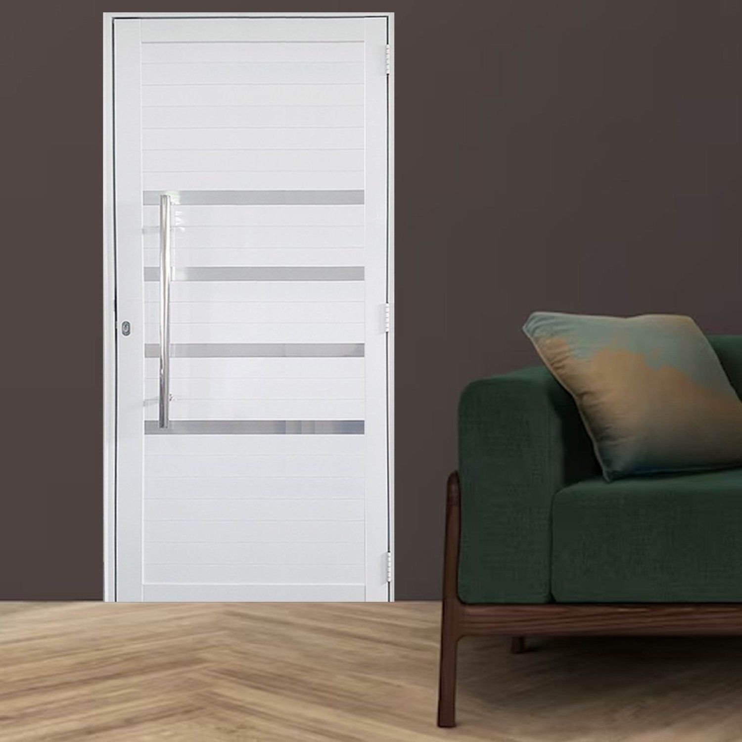 Porta Lambril de Alumínio 210 x 80cm com Puxador e Friso Linha 30