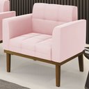 Ver imagem 2 de Poltrona Decorativa Base Madeira Castanho Ana Suede Rosa Bebê - Ibiza