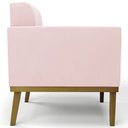 Ver mais imagens de Poltrona Decorativa Base Madeira Castanho Ana Suede Rosa Bebê - Ibiza