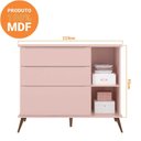 Ver imagem 6 de Quarto Infantil Guarda-Roupa 3 Portas e Cômoda 3 Gavetas Retrô 100% MDF Melinda Rosê