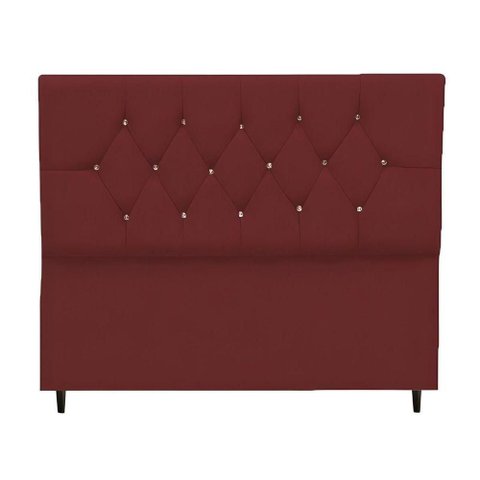 Cabeceira Estofada Cama Casal Queen Size 160 Cm Suede Ayla Bordô