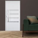 Ver imagem 1 de Porta Lambril de Alumínio 210 x 90cm com Puxador e Friso Linha 30 Abertura Esquerda Branco Esquadrias Bergamo
