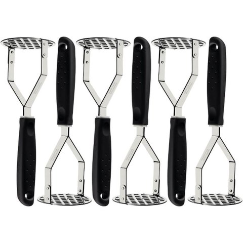 Kit 6 Amassadores de Batatas Legumes Purê Tramontina Utilità Aço Inox Manual Ergonômico