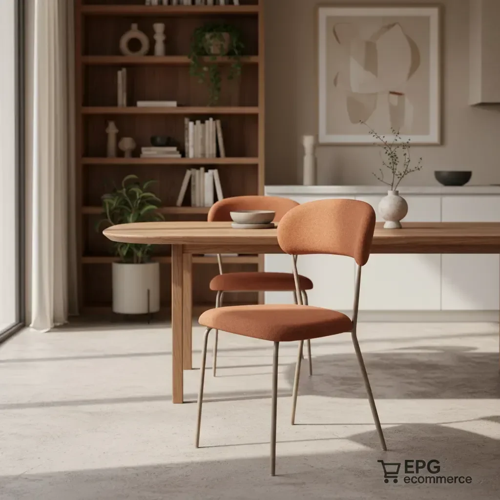 1 Cadeira de Jantar Tecido Terracota Linho Tubo Champanhe - 1