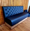 Ver imagem 2 de Poltrona Sofá Booth Luxo Azul Base Amadeirada 1.20m Sku_125
