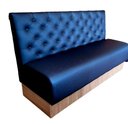 Ver imagem 1 de Poltrona Sofá Booth Luxo Azul Base Amadeirada 1.20m Sku_125