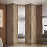 Guarda Roupa de Canto Obliquo Espelho 3 Portas Mdf Lotus Belmax:carvalho - 2