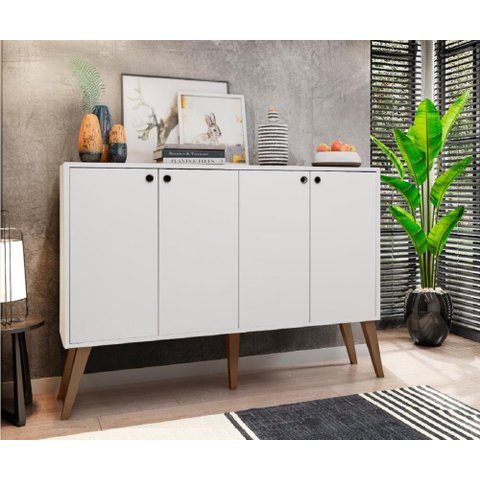 Aparador Buffe Retro 4 Portas Branco Lituania