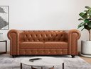 Ver imagem 1 de Sofá Couro Sintético 3 Lugares Chesterfield Jared Yescasa Marrom