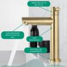 Torneira de Bancada para Banheiro Lavabo Hall de Entrada com Bica Media e Reta Dourado Fosco - Model - 4