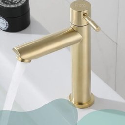 Torneira de Bancada para Banheiro Lavabo Hall de Entrada com Bica Media e Reta Dourado Fosco - Model - 6