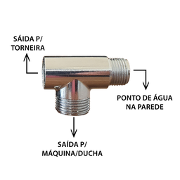 Adaptador T 1/2 Tanque / Máquina Lavar Cromado Zamak Garden Garden Metalurgica Unico - 2